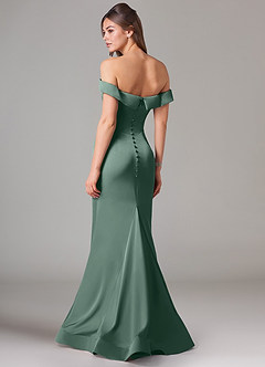 Azazie Everly Bridesmaid Dresses Eucalyptus Mermaid Off the Shoulder Stretch Satin Convertible Dress image5