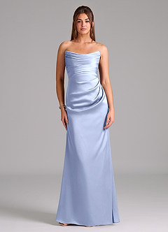 Azazie Lucille Robes de demoiselle d'honneur Robe Sirène Convertible en Satin extensible Sans bretelle Eis image1