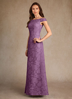 Azazie Moore Mother of the Bride Dresses Wisteria A-Line Boatneck Floral Burnout Dress image4