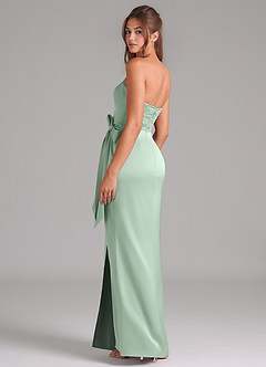 Azazie Jamie Kleider zum Anprobieren zu Hause Wandelbar A-Linie Schulterfrei Stretch-Satin Kleid Agave image5