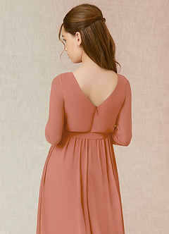 Azazie Angelica Junior MAI TAI A-Line Pleated Chiffon Dress image7