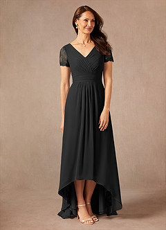 Azazie Polly Mother of the Bride Dresses Black A-Line Lace Chiffon Dress image7