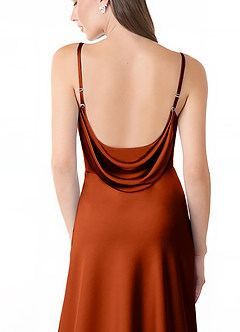 Azazie Alaija Robes de demoiselle d'honneur Robe Sirène en Satin extensible Fente Latérale Paprika image6