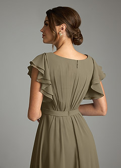 Azazie Daphne vestidos de dama de honor modestos Vestido de Corte en A Volantes Hasta el suelo Gasa image6