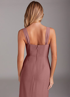 Azazie Denice Bridesmaid Dresses Desert Rose Sheath Pleated Chiffon Dress image8