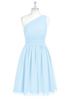 Azazie Katrina Bridesmaid Dresses Sky Blue A-Line One Shoulder Chiffon Dress image6