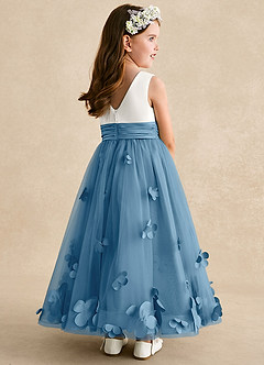 Azazie Vi Flower Girl Dresses Steel Blue A-Line Sleeveless Tulle Dress image4