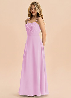 Azazie Rory Junior Candy Pink A-Line Pleated Chiffon Dress image3
