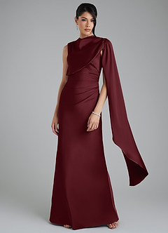 Azazie Taj Bridesmaid Dresses Cabernet Mermaid Corset Stretch Satin Dress image4