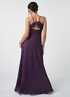 Azazie Avelina Junior Plum A-Line Pleated Chiffon Dress image3