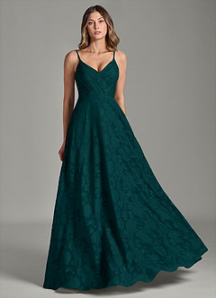 Azazie Amani Bridesmaid Dresses Pine A-Line Pleated Floral Burnout Dress image5