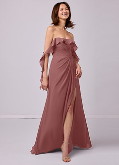 Barbie ♥ Azazie Bridesmaid Dresses Desert Rose A-Line Off the Shoulder Chiffon Convertible Dress image5