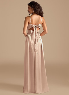 Azazie Zeya Bridesmaid Dresses English Rose A-Line Pleated Metallic Satin Dress image2