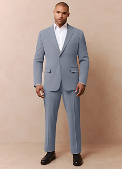 front Savile Light Blue Wool Blend Suit