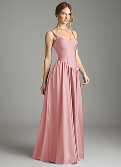 Azazie Evadina Suknie dla druhen Linia A Gorset Satyna elastyczna Do ziemi Sukienka image4