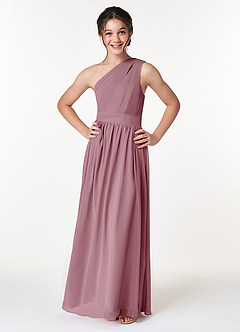 Azazie Molly Junior Vintage Mauve A-Line Pleated Chiffon Dress image3