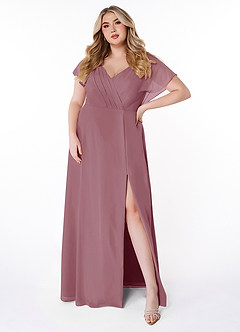 Azazie Rylee Bridesmaid Dresses Vintage Mauve A-Line Pleated Chiffon Dress image6