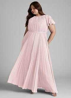 Azazie Kara Modest Bridesmaid Dresses A-Line Pleated Chiffon Floor-Length Dress image12