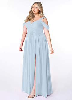 Azazie Lianne Vestidos de damas de honor Vestido de Neblina de Gasa de Corte en A con Vestidos sin tirantes image10