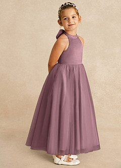 Azazie Bev Flower Girl Dresses Vintage Mauve A-Line Convertible Tulle Dress image8