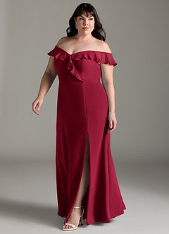 Azazie Sophie Jurken voor bruidsmeisjes Converteerbaar Jurk van Chiffon met A-Lijn Off the Shoulder Bourgondië image8