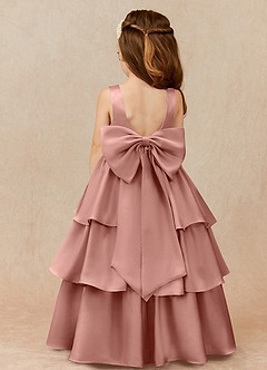 Azazie Margie Flower Girl Klänningar Klänning A-Linje i Stretch Satin Rosett image1