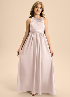 Azazie Jaylah Junior A-Linie Plissee Stretch-Satin Kleid Zartrosa image6
