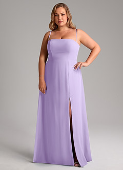 Azazie Wren Bridesmaid Dresses Lilac A-Line Side Slit Chiffon Convertible Dress image13