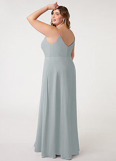 Azazie Daenerys Bridesmaid Dresses Dolphin Grey A-Line Cowl Chiffon Dress image4