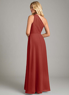 Azazie Phaedra Bridesmaid Dresses Terracotta A-Line One Shoulder Chiffon Dress image2