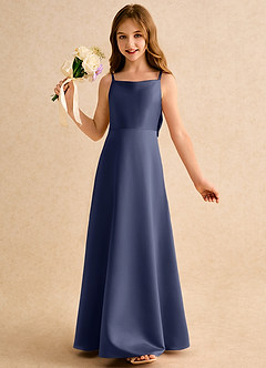 Azazie Joella Girls Formal Flower Girl Klänningar Klä A-Line i Matt satäng Plisserad image3