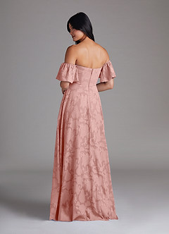 Azazie Sue Bridesmaid Dresses Rosette A-Line Off the Shoulder Floral Burnout Convertible Dress image3