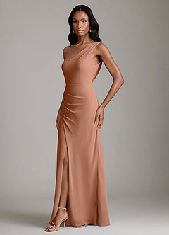 Azazie Madelyn Robes de demoiselle d'honneur Robe Sirène Convertible en Mousseline de soie Asymétrique Bronze image5