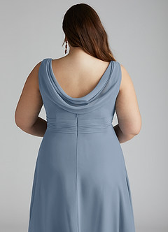 Azazie Karina Brautjungfernkleider A-Linie Plissee Chiffon Kleid Staubblau image10