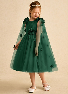 Azazie Staria vestidos de niña de las flores Vestido de Verde Oscuro de Tul de Princesa con Volante image5