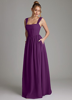 Azazie Caterina Bridesmaid Dresses Grape A-Line Corset Chiffon Dress image5