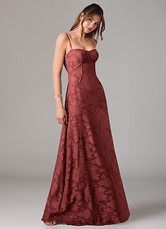 Azazie Valentine Bridesmaid Dresses Terracotta A-Line Sweetheart Neckline Floral Burnout Dress image4
