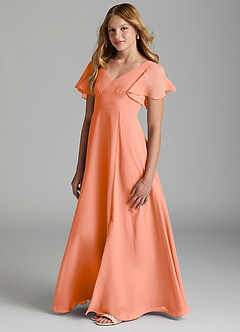 Azazie Kimber Junior Sunset A-Line Pleated Chiffon Dress image5