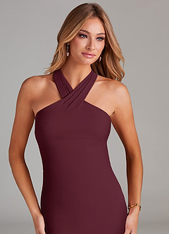 Azazie Doretta Bridesmaid Dresses Cabernet Mermaid Pleated Chiffon Dress image5