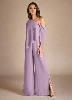Azazie Halima Mother of the Bride Dresses Wisteria Jumpsuit/Pantsuit Side Slit Chiffon Dress image6