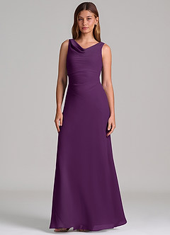 Azazie Nerine Brudtärnklänningar Klä av A-Linje i Chiffong Plisserad Druva image4