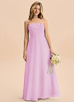 Azazie Rory Junior Candy Pink A-Line Pleated Chiffon Dress image1