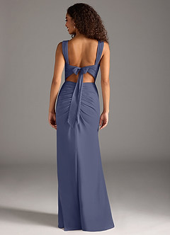 Azazie Jesaphine Bridesmaid Dresses Stormy Sheath Bow Chiffon Dress image2