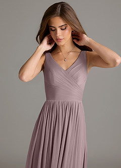 Azazie Keyla Bridesmaid Dresses Dusk A-Line Pleated Mesh Dress image7