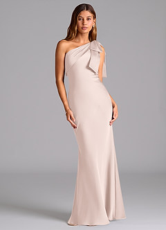 Azazie Yuanna Bridesmaid Dresses Blushing Pink Mermaid One Shoulder Stretch Satin Dress image1