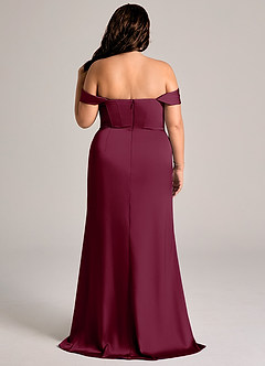 Azazie Johana Bridesmaid Dresses Mulberry Mermaid Off the Shoulder Stretch Satin Convertible Dress image9