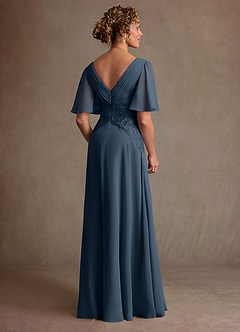 Azazie Milliat 신부의 어머니 드레스 A라인 레이스 쉬폰 플로어 길이 드레스 image3