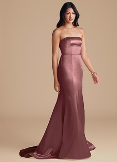 Azazie Aura Vestidos de damas de honor Vestido de Malva Vintage de Satén Metálico de Corte Sirena Convertible image5
