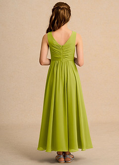 Azazie Ducky Girls Formal Flower Girl Dresses Lemongrass A-Line Pleated Chiffon Dress image2