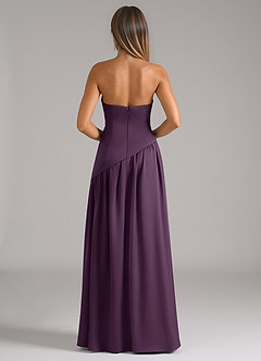 Azazie Adeline Robes de demoiselle d'honneur Robe Trapèze Convertible en Satin extensible Sans bretelle Prune image5